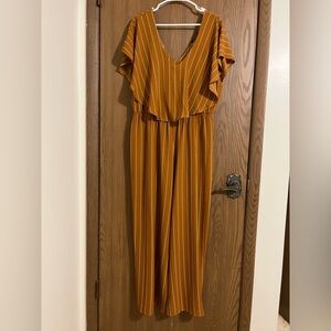 *NWOT* Timing Mustard and White Striped Jumpsuit